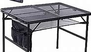 Nice C Table for Grill, Outdoor Table, Camping Table, Outdoor Cooking Table, Picnic Tables, Card Table Adjustable Height, Mesh Bag, Carry Handle (47.3” x 23.7“ x 14.7”/24.2“ Black)