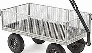 Gorilla Carts 1000 Pound Capacity Heavy Duty Steel Mesh Versatile Utility Wagon Cart with Easy Grip Handle for Outdoor Hauling and Gardening, Gray