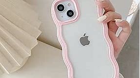 QLTYPRI Compatible with iPhone 11 Case, Cute Curly Wave Frame Clear Case for Girls Women, Transparent Soft Silicone TPU Bumper Shockproof Protective Phone Cover for iPhone 11 6.1 inch - Pink