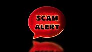 Download Looping neon glow effect Beware spam scammer icon, black background for free