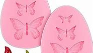 2 Pieces Butterfly Silicone Molds Mini Butterfly Fondant Cake Baking Mold Cupcake Decoration Tool Butterfly Shaped Chocolate Trays for Homemade Cake DIY Polymer Clay