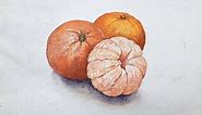 Realistic orange painting in watercolor | Mandarin orange | Still life painting