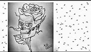 How to draw a Skull with Roses || Skull drawings ||