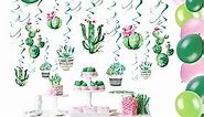 SUNBEAUTY Cactus Party Decorations Set Cactus Hanging Ceiling Swirls Paper Tassel Garland Summer Fiesta Party Kids Birthday Party Supplies