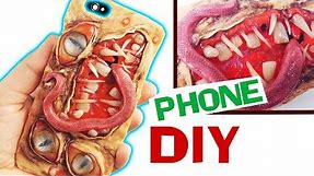HOW TO MAKE CREEPY MONSTER PHONE CASE DIY clay & resin tutorial Halloween 2017 craft iphone cover