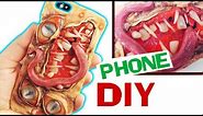 HOW TO MAKE CREEPY MONSTER PHONE CASE DIY clay & resin tutorial Halloween 2017 craft iphone cover