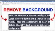 How To Remove ChatGPT Background In Word