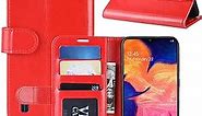 Flip Case for Samsung A10 Wallet PU Leather Magnetic Protective Cellphone Case for Samsung Galaxy A10 A105 A105M Folio Book Cover with Stand (Red)