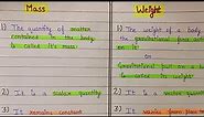 Difference between mass and weight | mass and weight difference class 9 | mass | weight