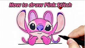 How to Draw Pink Stitch with Colorful Markers | Lilo & Stitch - Easy and Fun for beginners