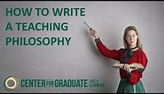 How to Write a Teaching Philosophy