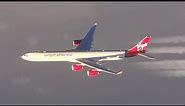 EXTREME close-up air to air race between a B747 and an A340!