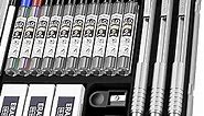 Nicpro Metal 2.0 Mechanical Pencil Set with Case, 3 PCS Drafting Lead Holder with 10 Tubes 2mm Graphite Lead Refill(HB 2H 4H 2B 4B) &Colors, Sharpeners, Erasers for Artist Writing, Drawing, Sketching