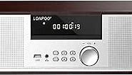 LONPOO Nostalgic Home Stereo System, Vintage Micro Component 40W RMS CD Player & Wireless Bluetooth Audio Streaming,FM Radio,USB Playback,Aux-in & Earphone Port