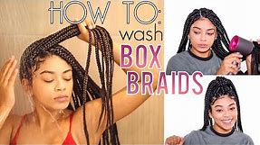How To Wash Box Braids NO FRIZZ + Drying Hacks! | jasmeannnn