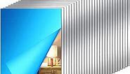 Tuanse 80 Pcs Flexible Mirror Sheets Self Adhesive Mirror Tiles Peel and Stick Mirror Stick Wall Mirror Non Glass Reflective Film Plastic Mirror Sticker Wallpaper for Home Door Decor (4 x 6 Inch)