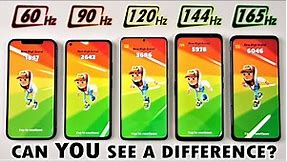 [Slow Motion] 165Hz vs 144Hz vs 120Hz vs 90Hz vs 60Hz - Smartphone Screen Refresh Rate Comparison