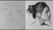 Drawing Practice - How to draw side profile of a face Loomis Method