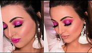 Hot Pink Glittery Smokey Eye Makeup Tutorial