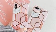 Pink Case iPhone 7/8 Plus Xs Xr 11 Marble Cases Shiny Bling