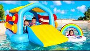 Wendy Pretend Play with a Giant Inflatable Playhouse Swimming Pool Toy