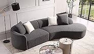 Acanva Luxury Modern Style Living Room Upholstery Curved Sofa with Chaise 2-Piece Set, Right Hand Facing Sectional, Pearl Boucle Couch, Dark Grey