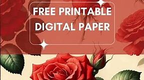 Free Printable Vintage Red Roses Digital Paper