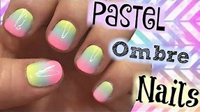 Pastel Rainbow Ombre Nail Art Tutorial For Short Nails | BeautyByJosieK