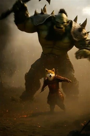 Shiba Inu DOG Samurai vs Giant Orc! Epic Battle on the Wasteland #DOG