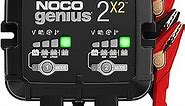 NOCO GENIUS2X2, 2-Bank, 4A (2A/Bank) Smart Car Battery Charger, 6V/12V Automotive Charger, Battery Maintainer, Trickle Charger, Float Charger and Desulfator for Motorcycle, ATV and Lithium Batteries
