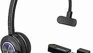 Leitner LH470 – Wireless Computer Headset with Microphone – Zoom and Teams Headset – DECT USB Dongle Headset for Softphone, Computer, Laptop, and Tablet – Single or Dual-Ear Wearing Style