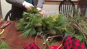 How to make a Christmas wreath out of a coat hanger and tree branches