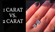 1 vs. 2 carat Diamond Size Comparison - Asscher Cut Diamonds
