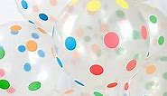 50 Pieces Polka Dot Balloons, Colorful Balloons, 12 Inch Rainbow Balloons, Clear Latex Round Balloons with Multicolor Dots for Kids Women Men Birthday Wedding Anniversary Celebration Party Decorations (Big Polka Dot)
