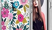 ICEDIO iPhone Xr Case with Screen Protector,Clear with Colorful Blooming Floral Flower Patterns for Girls Women,Shockproof Slim Fit TPU Cover Protective Phone Case for iPhone XR