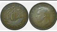 1938 HALF PENNY Coin VALUE + REVIEW King George VI