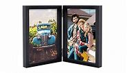 AEVETE 5x7 Double Picture Frames Black with Real Glass Front