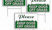 3 PC Keep Dogs Off Grass Sign with Stake - 6x9 Double Sided Coroplast No Peeing Dog Sign - Keep Off Grass Sign - No Pooping Dog Signs for Yard