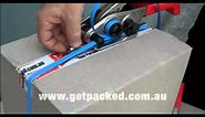 Strapping cartons or packages together using Plastic Strapping and strapping tools