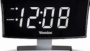Westclox 1.8 Basic Curved LED Display Digital Alarm Clock (White) for Bedside Table Or Large Desk, Small Electric Clocks with Low Light, Modern Bedroom Nightstand Decor, 7w 4h 2.2D