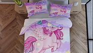 Feelyou Unicorn Comforter Set for Girls Queen Size Cute Unicorn Comforter Cute Bedding