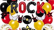 Rock Music Party Decorations for Birthday, Baby Shower, Bachelorette - Born To Rock Balloon Banner, Rock And Roll garland, Rockstar Cake Topper, Rock & Roll Theme Party Balloons for Kid Adult