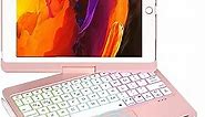 NOKBABO iPad Case with Keyboard, Rotatable Touchpad, 7 Color Backlight & Pencil Holder for 9th/8th/7th Gen 10.2 inch & Air 3rd Gen/Pro 10.5 inch - Rose Gold