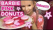 HOW TO MAKE PINK DONUTS ♡ Easy Pink Donut Recipe/ Pink Food Cooking/ Barbie Cooking
