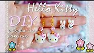 DIY HELLO KITTY earrings | polymer clay and acrylic paints tutorial
