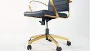 lux Modern Gold Office Desk Chairs Modern Office Desk Chair with Wheels and arms Ergo Chairs high Back Chair Computer Leather Modern Chair Leather Office Executive Chair (GD-White)