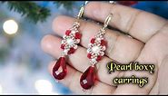 Pearl boxy earrings tutorial/DIY bicone earrings/beaded earrings/beaded jewelry making