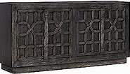 Benjara 72 Inch Sideboard Buffet Console Cabinet, 4 Doors, Wood, Black