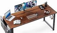 ODK Computer Writing Desk 55 inch, Sturdy Home Office Table, Work Desk with A Storage Bag and Headphone Hook, Deep Brown