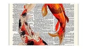 Koi Fishes Dictionary Wall Art Print: 8x10 Unframed Poster For Home, Office, Dorm & Bedroom Decor - Great Gift Idea Under $15 for Koi Fish Lovers